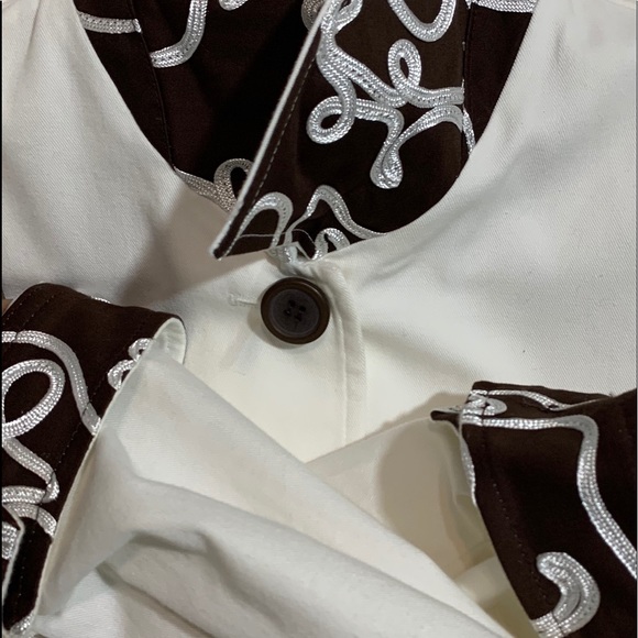 Neiman Marcus Womens Jacket White Brown Lined Sz12 - Picture 4 of 6